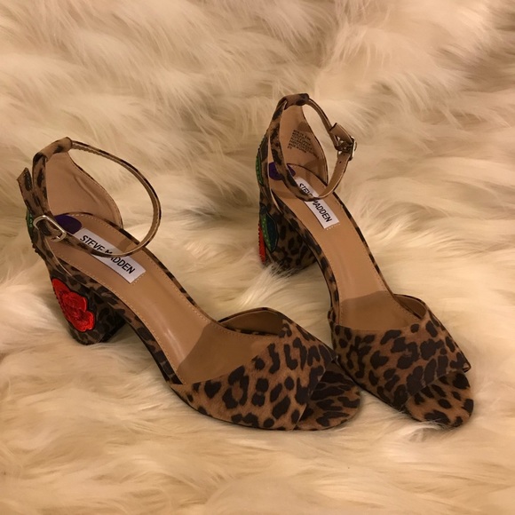 STEVE MADDEN Leopard Print Open Toe Heels - Picture 5 of 8